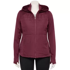 Plus Size Tek Gear® Hooded Mixed-Media Jacket 12 Plus Size Tek Gear® Hooded Mixed-Media Jacket -The Tek Style Shop 5567937 Night Sangria