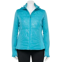 Plus Size Tek Gear® Hooded Mixed-Media Jacket 15 Plus Size Tek Gear® Hooded Mixed-Media Jacket -The Tek Style Shop 5567937 Teal Embossed Warped
