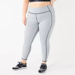 Plus Size Tek Gear® Core High-Waisted Side Pocket 7/8 Leggings -The Tek Style Shop 5568006 Gray