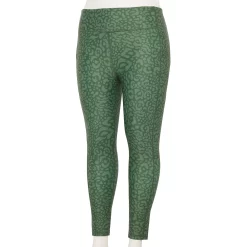 Plus Size Tek Gear® Core High-Waisted Side Pocket 7/8 Leggings -The Tek Style Shop 5568006 Green Leopard