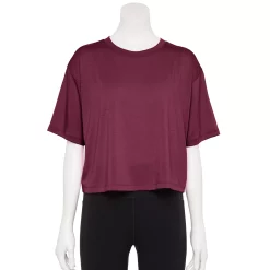 Women's Tek Gear® Crop Easy Tee -The Tek Style Shop 5575182 Night Sangria