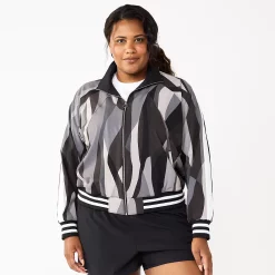 Plus Size Tek Gear® Woven Tracksuit Jacket -The Tek Style Shop 5638591 Black Abstract
