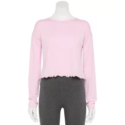 Women's Tek Gear® Lettuce-Edge Cross-Back Top 11 Women's Tek Gear® Lettuce-Edge Cross-Back Top -The Tek Style Shop 5653063 Adoring Lilac