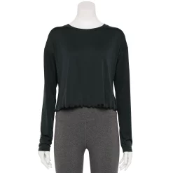 Women's Tek Gear® Lettuce-Edge Cross-Back Top 10 Women's Tek Gear® Lettuce-Edge Cross-Back Top -The Tek Style Shop 5653063 Black