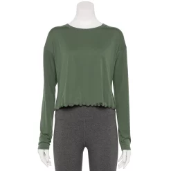 Women's Tek Gear® Lettuce-Edge Cross-Back Top 13 Women's Tek Gear® Lettuce-Edge Cross-Back Top -The Tek Style Shop 5653063 Esta Olive