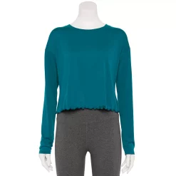 Women's Tek Gear® Lettuce-Edge Cross-Back Top 12 Women's Tek Gear® Lettuce-Edge Cross-Back Top -The Tek Style Shop 5653063 Night Life Teal