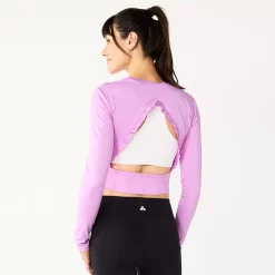 Women's Tek Gear® Ruffle Cutout Crop Tee -The Tek Style Shop 5653472 ALT