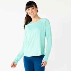 Petite Tek Gear® Performance Long Sleeve Tee -The Tek Style Shop 5653520 Shy Green