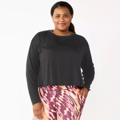 Plus Size Tek Gear® Lettuce-Edge Cross-Back Top 9 Plus Size Tek Gear® Lettuce-Edge Cross-Back Top -The Tek Style Shop 5655893 Black