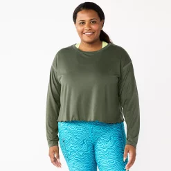 Plus Size Tek Gear® Lettuce-Edge Cross-Back Top 12 Plus Size Tek Gear® Lettuce-Edge Cross-Back Top -The Tek Style Shop 5655893 Esta Olive