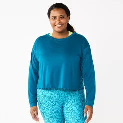 Plus Size Tek Gear® Lettuce-Edge Cross-Back Top 11 Plus Size Tek Gear® Lettuce-Edge Cross-Back Top -The Tek Style Shop 5655893 Night Life Teal