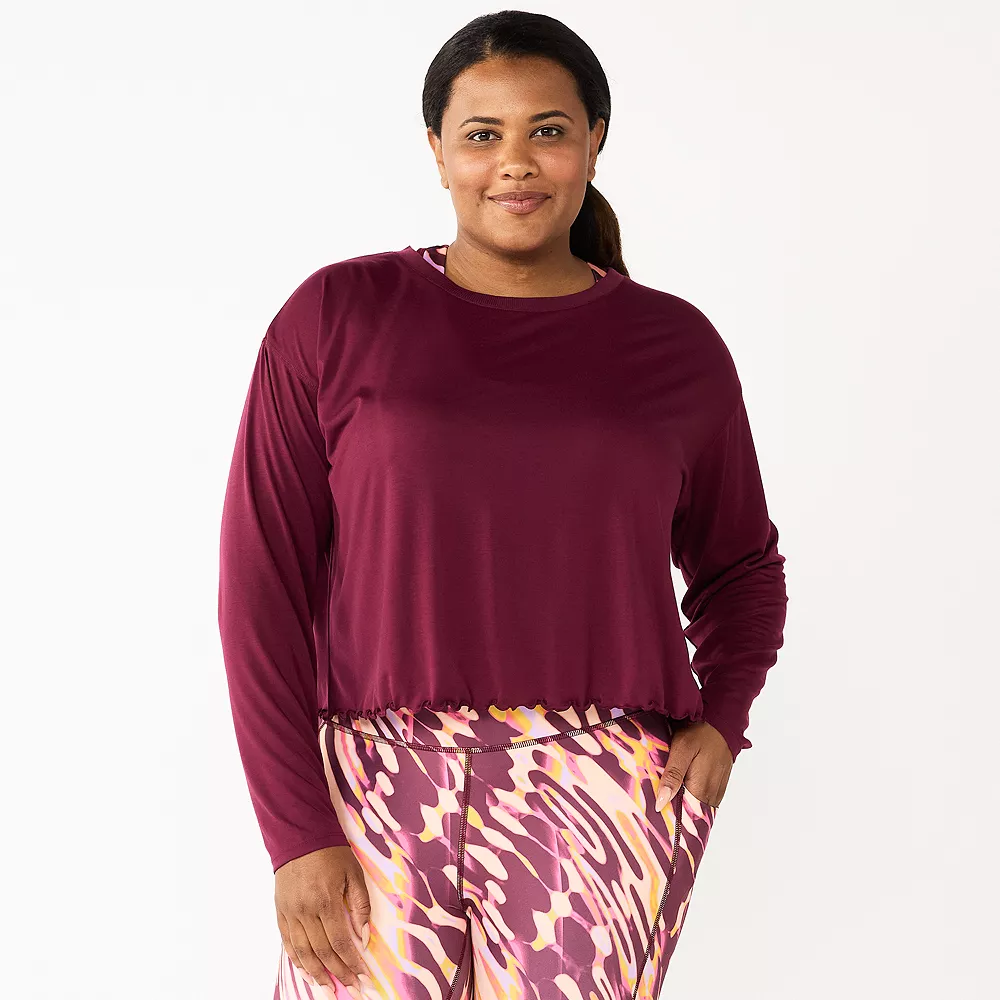 Plus Size Tek Gear® Lettuce-Edge Cross-Back Top 2 Plus Size Tek Gear® Lettuce-Edge Cross-Back Top - Image 2