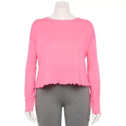 Plus Size Tek Gear® Lettuce-Edge Cross-Back Top 10 Plus Size Tek Gear® Lettuce-Edge Cross-Back Top -The Tek Style Shop 5655893 Pink Bloom