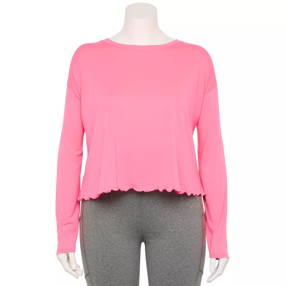 Plus Size Tek Gear® Lettuce-Edge Cross-Back Top 4 Plus Size Tek Gear® Lettuce-Edge Cross-Back Top - Image 4