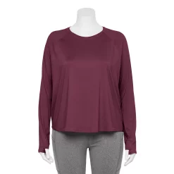 Plus Size Tek Gear® Performance Long Sleeve Tee 20 Plus Size Tek Gear® Performance Long Sleeve Tee -The Tek Style Shop 5656046 Night Sangria