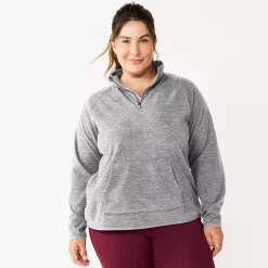 Plus Size Tek Gear® Microfleece Quarter-Zip Top -The Tek Style Shop 5656194 Gray
