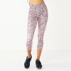Women's Tek Gear® Ultrastretch Pocket High-Waisted Capri Leggings -The Tek Style Shop 5660787 Coral Ditsy Floral