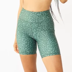 Women's Tek Gear® Ultrastretch 7-in. Bike Shorts -The Tek Style Shop 5660896 Green Leopard