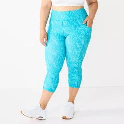 Plus Size Tek Gear® Ultrastretch Pocket High-Waisted Capri Leggings 12 Plus Size Tek Gear® Ultrastretch Pocket High-Waisted Capri Leggings -The Tek Style Shop 5663102 Blue Warped