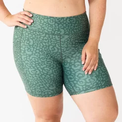 Plus Size Tek Gear® Ultrastretch 7-in. Bike Shorts -The Tek Style Shop 5663392 Green Leopard