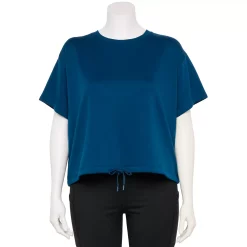 Plus Size Tek Gear® Stretch Fleece Cinched-Waist Top -The Tek Style Shop 5663601 Blue Crayon