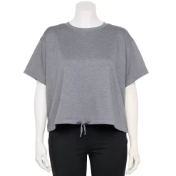 Plus Size Tek Gear® Stretch Fleece Cinched-Waist Top -The Tek Style Shop 5663601 Smokey Slate