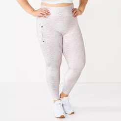Plus Size Tek Gear® Ultrastretch Pocket Running Leggings -The Tek Style Shop 5664541 White Stripe