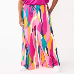 Plus Size Tek Gear® Palazzo Pants -The Tek Style Shop 5664810 Pink Abstract