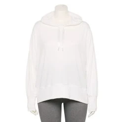 Plus Size Tek Gear® French-Terry Cropped Hoodie -The Tek Style Shop 5664824 White