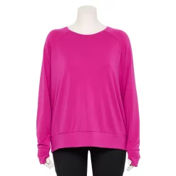 Plus Size Tek Gear® Keyhole Back Long-Sleeve Tee -The Tek Style Shop 5664890 Fantasy Berry