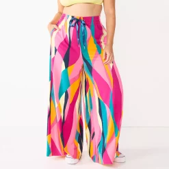 Women's Tek Gear® Palazzo Pants -The Tek Style Shop 5665055 Pink Abstract