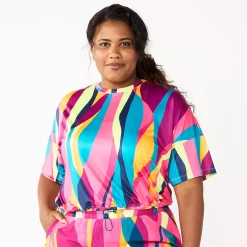 Plus Size Tek Gear® Keyhole-Back Crop Top -The Tek Style Shop 5667328 Pink Abstract