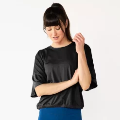 Women's Tek Gear® Open-Back Crop Tee 10 Women's Tek Gear® Open-Back Crop Tee -The Tek Style Shop 5674000 Black