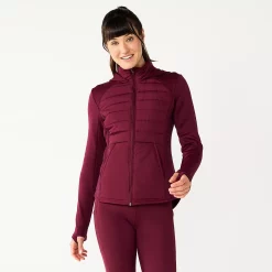 Petite Tek Gear® Hooded Mixed-Media Jacket 7 Petite Tek Gear® Hooded Mixed-Media Jacket -The Tek Style Shop 5675450 Night Sangria