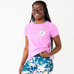 Women's Tek Gear® Core Raglan Tee -The Tek Style Shop 5942070 Pink Floral Chest