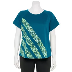 Plus Size Tek Gear® Core Raglan Tee -The Tek Style Shop 5942095 Teal Stripes