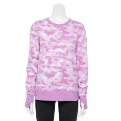 Petite Tek Gear® Ultrasoft Fleece Crewneck Sweatshirt -The Tek Style Shop 6120169 Purple Camo