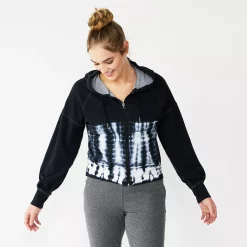 Women's Tek Gear® French Terry Crop Zip-Up Jacket -The Tek Style Shop 6120577 Black