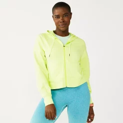 Women's Tek Gear® French Terry Crop Zip-Up Jacket -The Tek Style Shop 6120577 Green Romantica