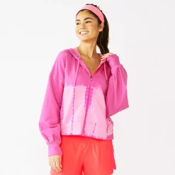 Women's Tek Gear® French Terry Crop Zip-Up Jacket -The Tek Style Shop 6120577 Pink Trillion